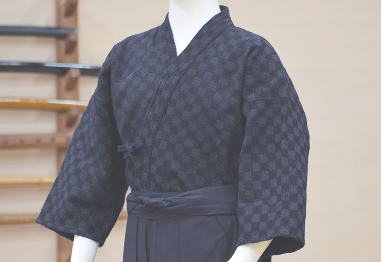 文様刺しシリーズ 市松一重剣道着 浅葱